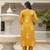yellow rayon printed straight kurta pant and dupatta set