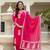 pink rayon printed straight kurta pant and dupatta set
