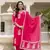 pink rayon printed straight kurta pant and dupatta set
