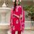 pink rayon printed straight kurta pant and dupatta set