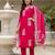 pink rayon printed straight kurta pant and dupatta set