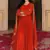 Glamorous Orange Embroidered Georgette Festive Wear Gown With Dupatta