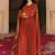 Glamorous Orange Embroidered Georgette Festive Wear Gown With Dupatta
