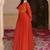 Glamorous Orange Embroidered Georgette Festive Wear Gown With Dupatta