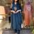 blue floral embroidered  cotton kurta with trouser and dupatta