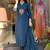 blue floral embroidered  cotton kurta with trouser and dupatta