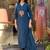 blue floral embroidered  cotton kurta with trouser and dupatta