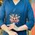 blue floral embroidered  cotton kurta with trouser and dupatta