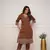 brown floral embroidered  cotton kurta with trouser