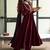maroon vichitra silk embroidered flared anarkali pant and dupatta set
