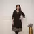 black floral embroidered  cotton kurta with trouser