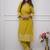 yellow floral embroidered  cotton kurta with trouser