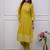 yellow floral embroidered  cotton kurta with trouser