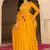 Stunning Yellow Embroidered Georgette Haldi Wear Gown With Dupatta