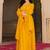 Stunning Yellow Embroidered Georgette Haldi Wear Gown With Dupatta