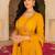 Stunning Yellow Embroidered Georgette Haldi Wear Gown With Dupatta