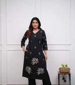 black floral embroidered  cotton co-ord set