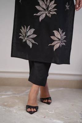 black floral embroidered cotton co-ord set 4