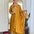 yellow vichitra silk embroidered flared anarkali pant and dupatta set