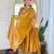yellow vichitra silk embroidered flared anarkali pant and dupatta set