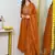 orange floral embroidered  cotton kurta with trouser and dupatta