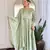 green vichitra silk embroidered flared anarkali pant and dupatta set