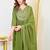 green floral embroidered  cotton kurta with trouser and dupatta