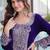 Purple velvet zari embroidered top pant with batwa
