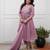 purple cotton embroidered straight kurta pant and dupatta set
