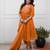 orange cotton embroidered straight kurta pant and dupatta set