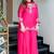 pink floral embroidered  chanderi kurta with trouser and dupatta