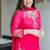 pink floral embroidered  chanderi kurta with trouser and dupatta