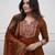 brown cotton embroidered straight kurta pant and dupatta set