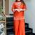 orange floral embroidered  chanderi kurta with trouser and dupatta