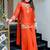 orange floral embroidered  chanderi kurta with trouser and dupatta