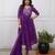 purple cotton embroidered straight kurta pant and dupatta set