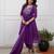 purple cotton embroidered straight kurta pant and dupatta set