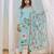 blue  printed straight kurta pant and dupatta set