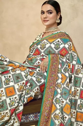 multicolor digital foil  printed saree with blouse
