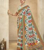 multicolor digital foil  printed saree with blouse