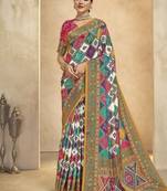multicolor digital foil  printed saree with blouse
