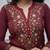 maroon rayon  thread straight kurta pant and dupatta set