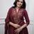 maroon rayon  thread straight kurta pant and dupatta set