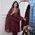 maroon rayon  thread straight kurta pant and dupatta set