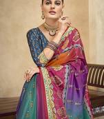 multicolor digital foil  printed saree with blouse