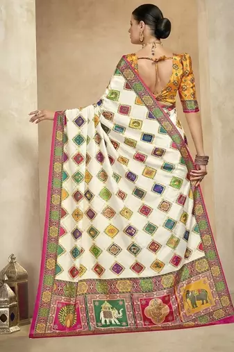multicolor digital foil  printed saree with blouse