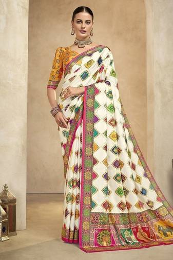 multicolor digital foil premium printed saree with blouse
