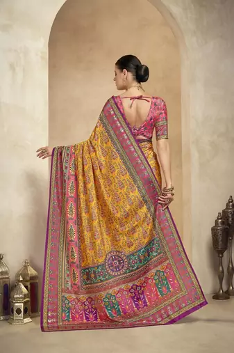 multicolor digital foil  printed saree with blouse