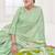 emerald light green  premium printed saree with blouse or saraowski border