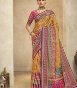 multicolor digital foil  printed saree with blouse
